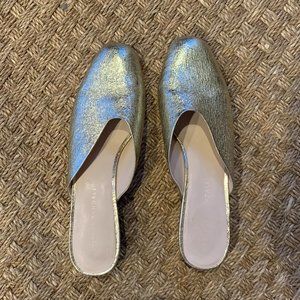 Loeffler Randall Lulu Gold leather mules